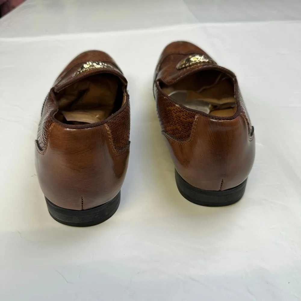 Meijiana‎ Lion Head Woven Loafers Men's Size 11 Brown Wingtip Brogue